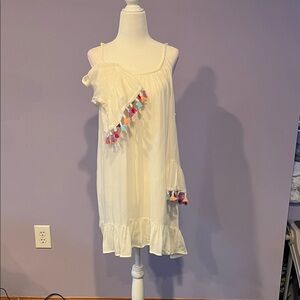 White cover up with tassel sleeves size small